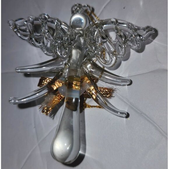 Set Of 8 Handcrafted Glass Christmas Ornaments - Reindeer Angels Heart & Gold Wi - Picture 3 of 12